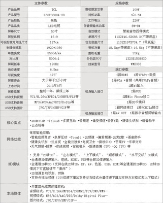 TCL 50F3600A-3D 智能電視 超薄設計，智能體驗，盡在北京杰麗視訊